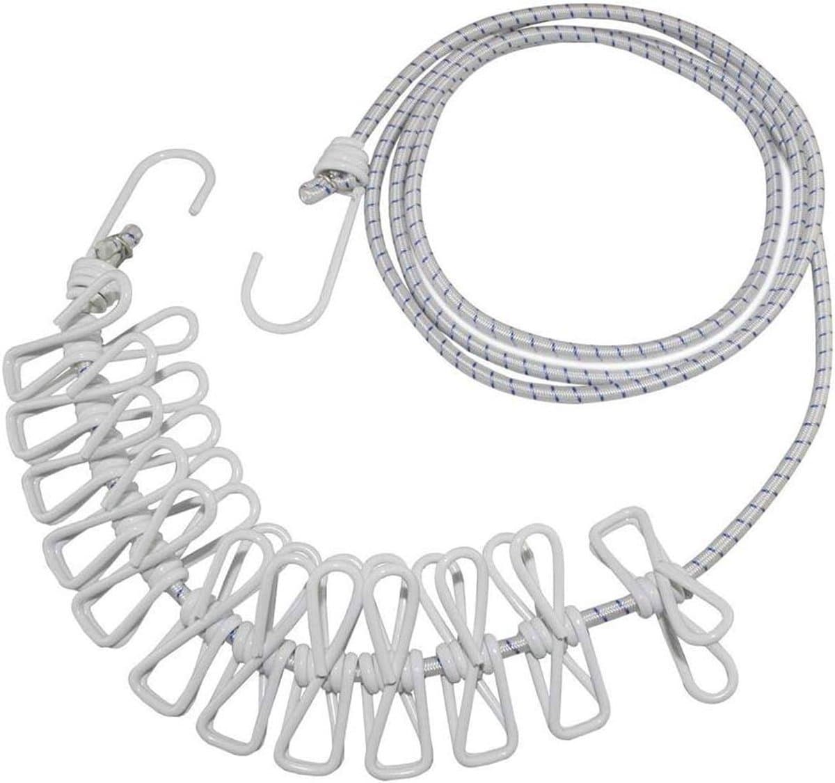 Draagbare Waslijn - Reis Waslijn - Kleding Drogen - Winddicht Antislip - 12 Clips - Wit — afbeelding 1