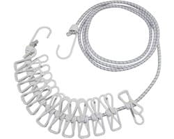 Draagbare Waslijn - Reis Waslijn - Kleding Drogen - Winddicht Antislip - 12 Clips - Wit