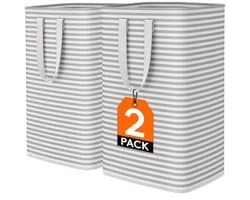 Opvouwbare wasmand 80 liter, set van 2, ruim en stevig met handige draaghandvatten