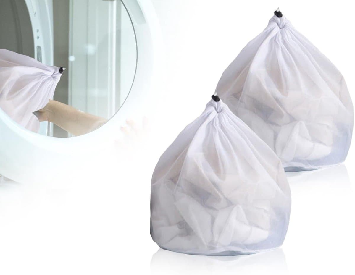 Wasmachinewasbare wasnetten, 2 stuks, 30 x 40 cm, herbruikbaar, dichtmazig met koordstopper voor delicate kleding — afbeelding 1