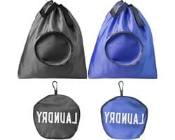 Vouwbare waterdichte waszakken voor reizen, 2 stuks, met trekkoord, ideaal voor vuile kleding, kamperen en op reis (53 x 52 cm)
