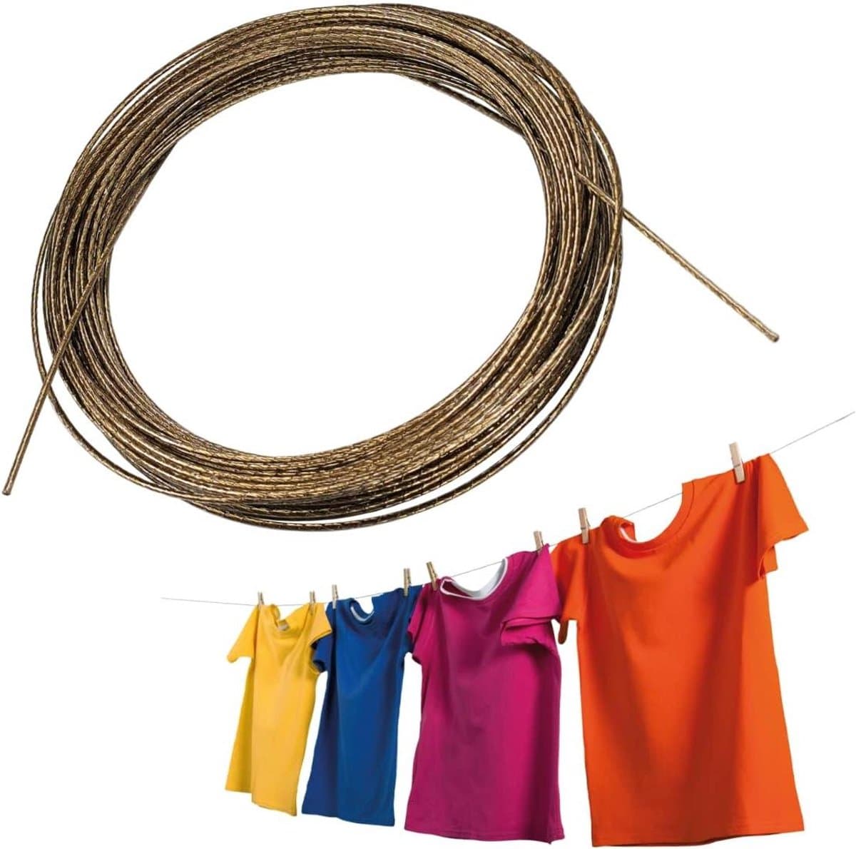 Waslijn met Kunststof Gecoate Kabel - 20 Meter Stalen Lijn voor Buiten, voor het Drogen van Wasgoed, Kleding, Doeken in de Tuin — afbeelding 1