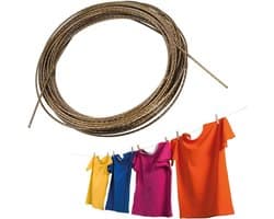 Waslijn met Kunststof Gecoate Kabel - 20 Meter Stalen Lijn voor Buiten, voor het Drogen van Wasgoed, Kleding, Doeken in de Tuin