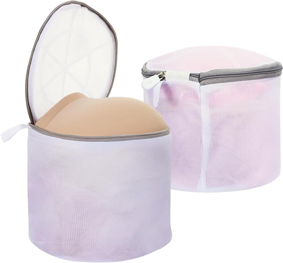 Set van 2 wasnetten voor bh's en ondergoed, ronde waszakken met rits, ideaal voor reizen en delicate was — afbeelding 1