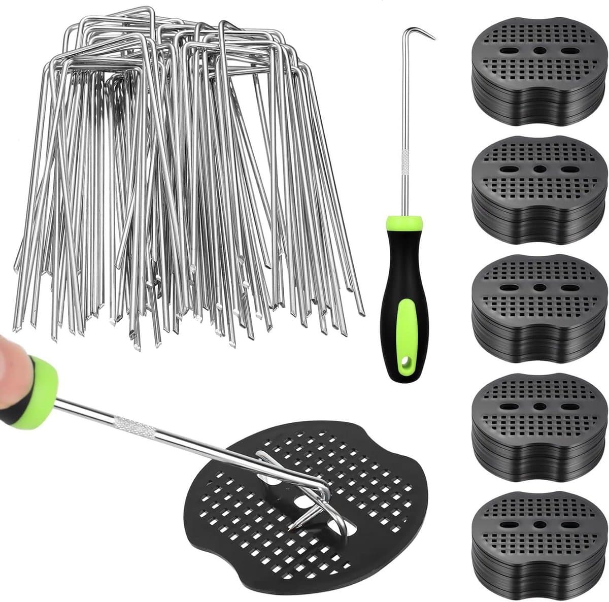 Grondankers Set - Worteldoek Haken - Tuin Bevestigen - Roestbestendig Staal - 50 Stuks - Zilver — afbeelding 1