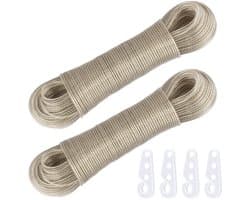 Dailygoods- Waslijn 50 m - Waslijn met stalen kern 3 mm - Weerbestendig - Extra sterke waslijn - Ideaal voor tuin/camping - Duurzaam en flexibel - Waskoord