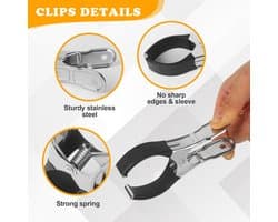 Metalen Wasknijpers - Handdoek Klemmen - Was Drogen - Met Hangers - 6 Stuks - Zilver