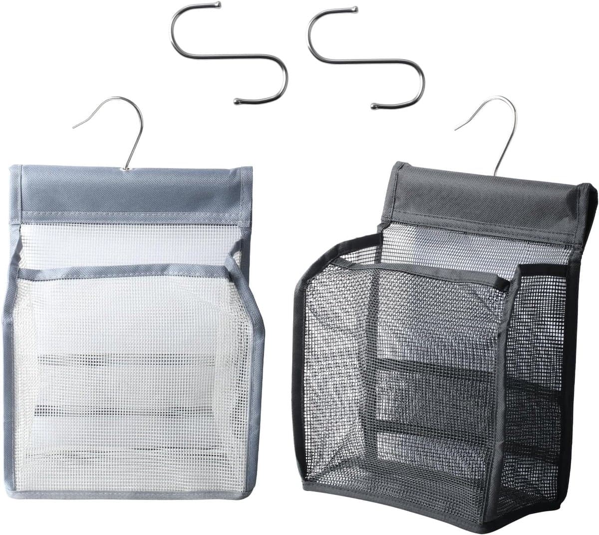 Wasknijperzakken Set - Opberghangers Organizer - Huishouden Organiseren - Mesh Ontwerp - 20 x 10 x 24 cm - Zwart Grijs — afbeelding 1