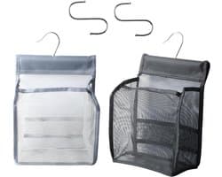 Wasknijperzakken Set - Opberghangers Organizer - Huishouden Organiseren - Mesh Ontwerp - 20 x 10 x 24 cm - Zwart Grijs