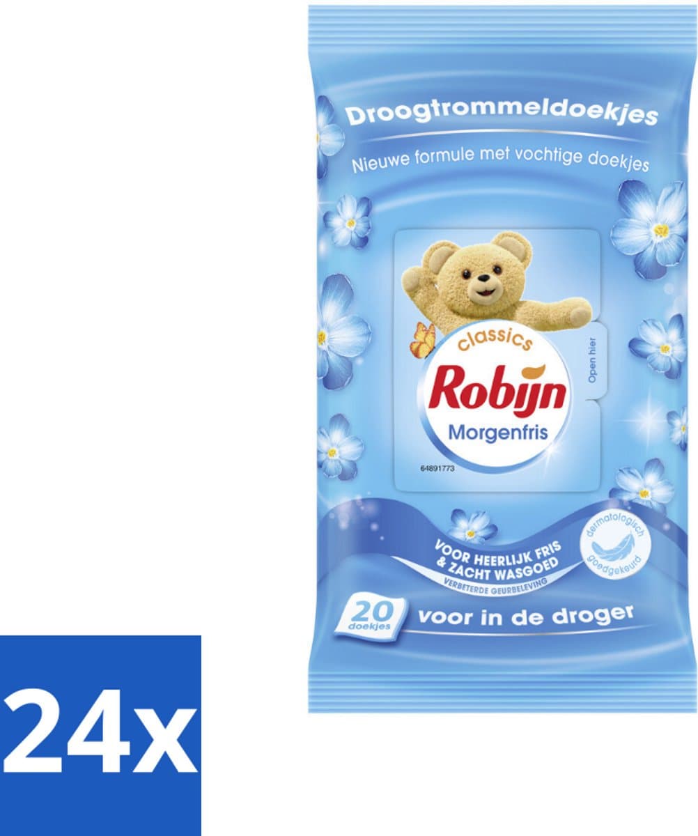 Robijn Droogtrommeldoekjes Morgenfris 20 stuks per verpakking - Voordeelverpakking - 24 stuks — afbeelding 1