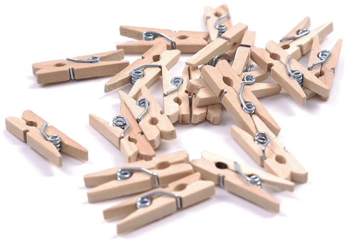 Scoby - Wasknijpers - Mini knijpertjes - Wooden Clips - 50 stuks - 2,5CM - Hout — afbeelding 1