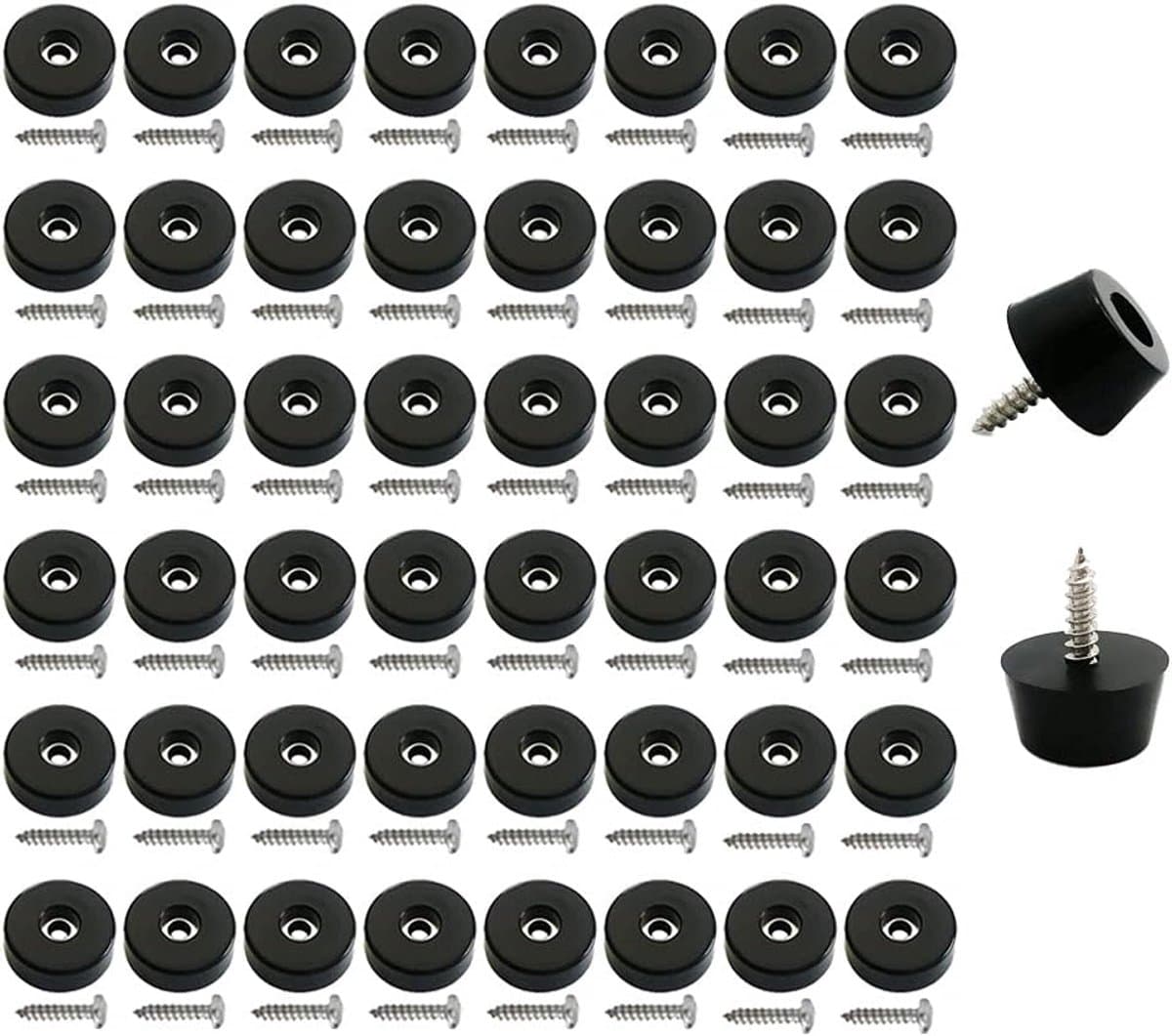 50 stuks middelgrote harde rubberen bumpervoeten met roestvrij ring en schroeven, zacht, antislip, geen markering, fijne handgrepen voor apparaten, meubels, elektronica (1,5 cm) — afbeelding 1