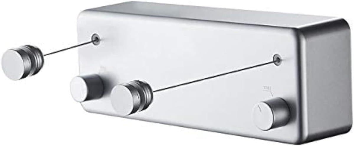 Intrekbare waslijn voor indoor/outdoor gebruik - 138 voet - Zware roestvrijstalen lijn - Met ABS case en aluminium behuizing (twee lijnen, boor) - Blauw/grijs — afbeelding 1