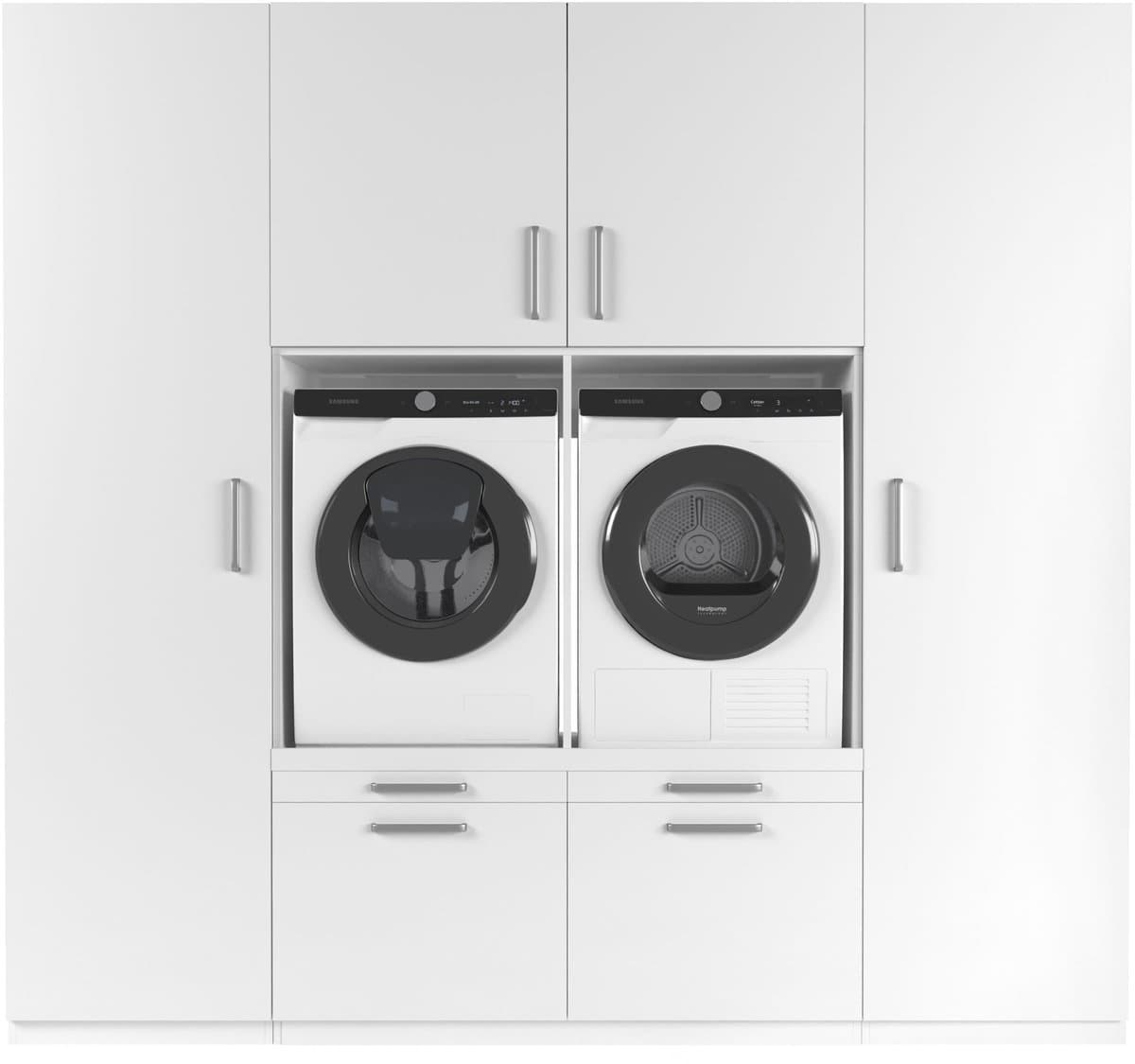 Wasophoogte® Wasmachine Kast Vienna - Wasmachine verhoger - Wasmachine ombouw - 700(D)*2530(B)*2350(H) mm - Wit — afbeelding 1