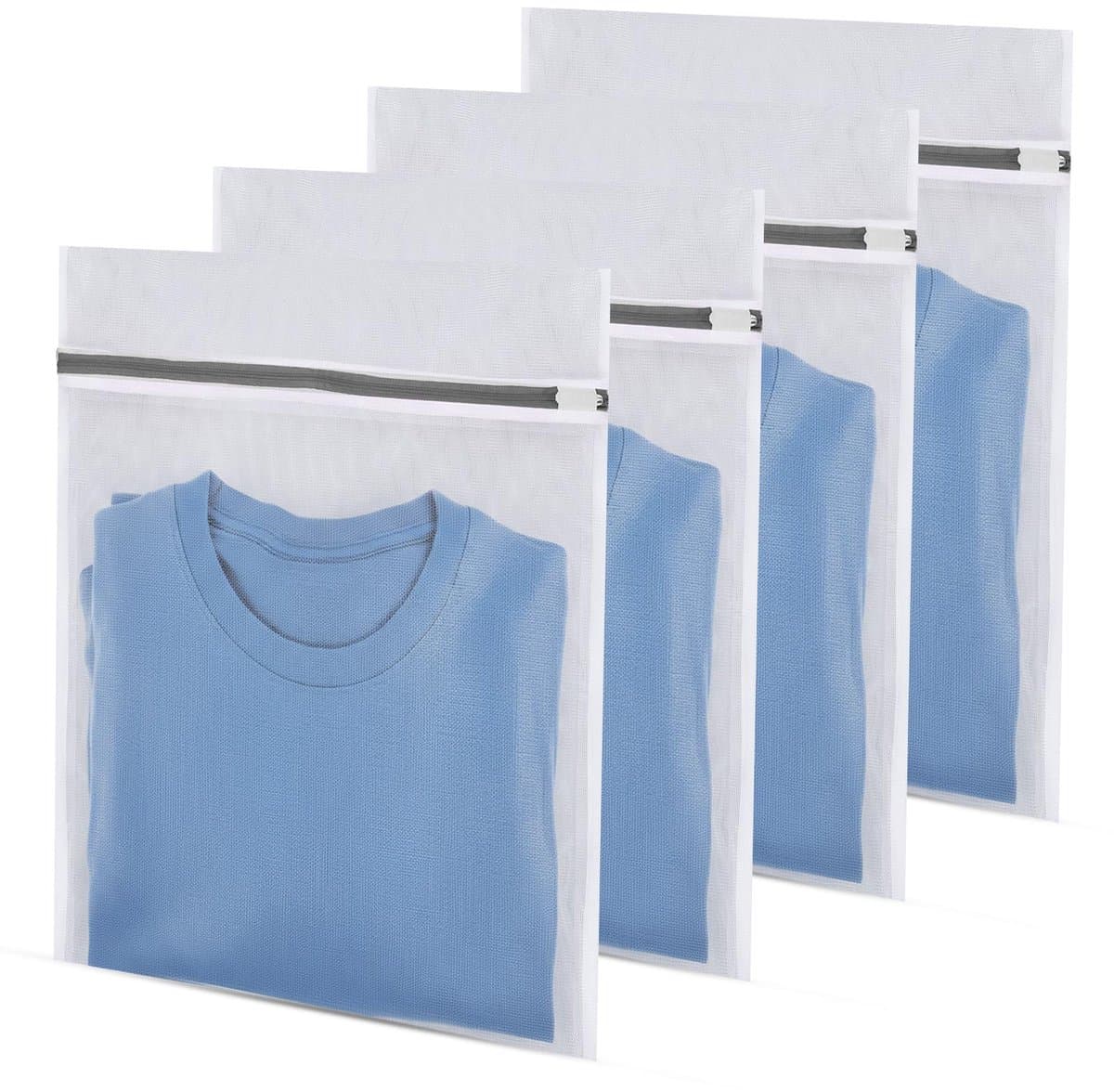 IMPERATORIS® Waszakjes voor Wasmachine - Bescherming voor Fijne Was en Schoenen - Mesh Wasnet met Rits - Voorkomt Slijtage - Set van 4 - Wit - 40 x 30 cm — afbeelding 1