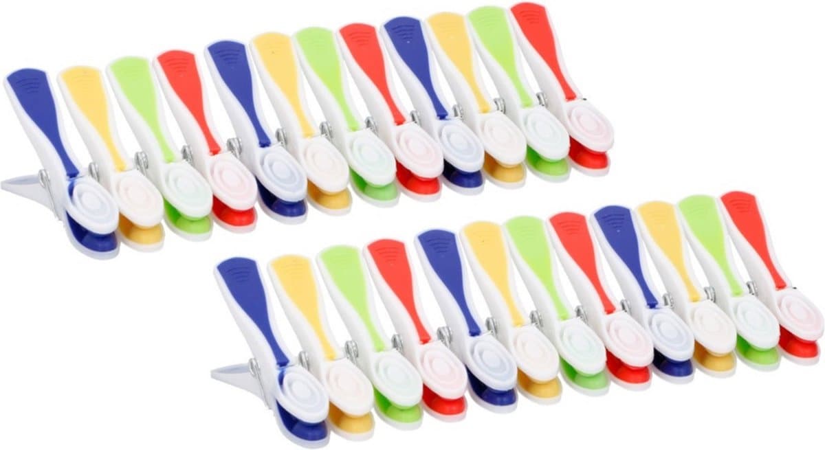 Wasknijpers - 96x stuks - multi-kleur - kunststof - wasspelden — afbeelding 1