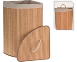 Bathroom Solutions Wasmand - bamboe hout - met deksel - naturel - 35 x 35 x 60 cm - 70 liter - opvouwbaar — afbeelding 1