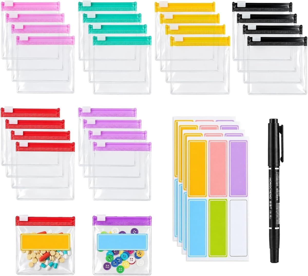 Mini Opbergzakken met Ritssluiting - Transparant - 7,5 x 7,5 cm - Ruimtebesparende PVC Set - Voor Kleine Voorwerpen — afbeelding 1