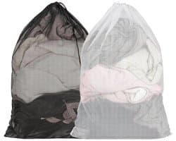 Set van 2 Sterke Wasnetten - 60 x 90 cm - Met Trekkoord - Polyester Mesh - Zwart en Wit