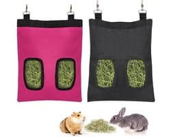 Hooibuidel Set - Voerzak Kleine Dieren - Voedsel Aanbieden - Waterproof Oxford Stof - 30.5 cm Lengte - Zwart