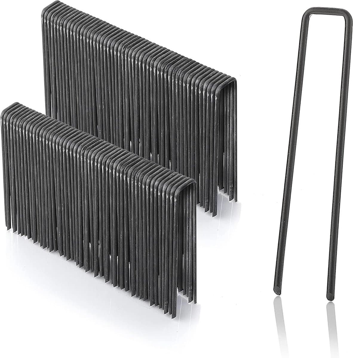 Grondankers Staaldraad - Tuinhaak Bevestiging - Vastzetten Tuinmaterialen - Trapeziumvormige Stabiliteit - 100 mm Lengte - Metaal — afbeelding 1