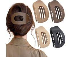 4x Grote Platte Haarclips voor Dames - Sterke Grip, Eendensnavel Klem voor Dun en Dik Haar