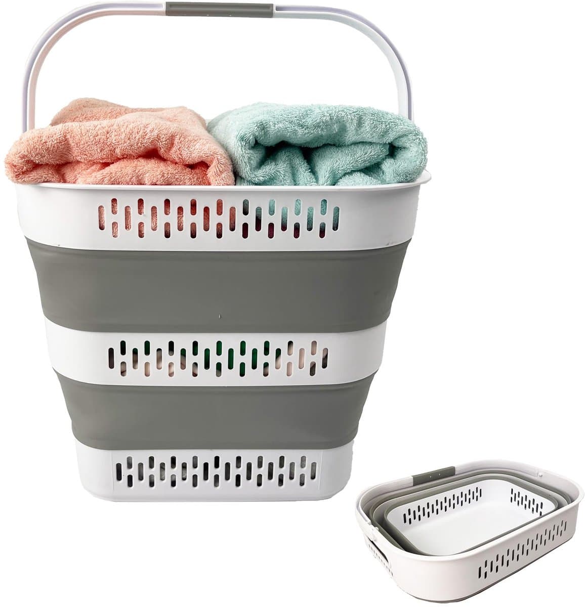 Unyqoos® Opvouwbare wasmand en opbergcontainer met handgrepen en ventilatie — afbeelding 1