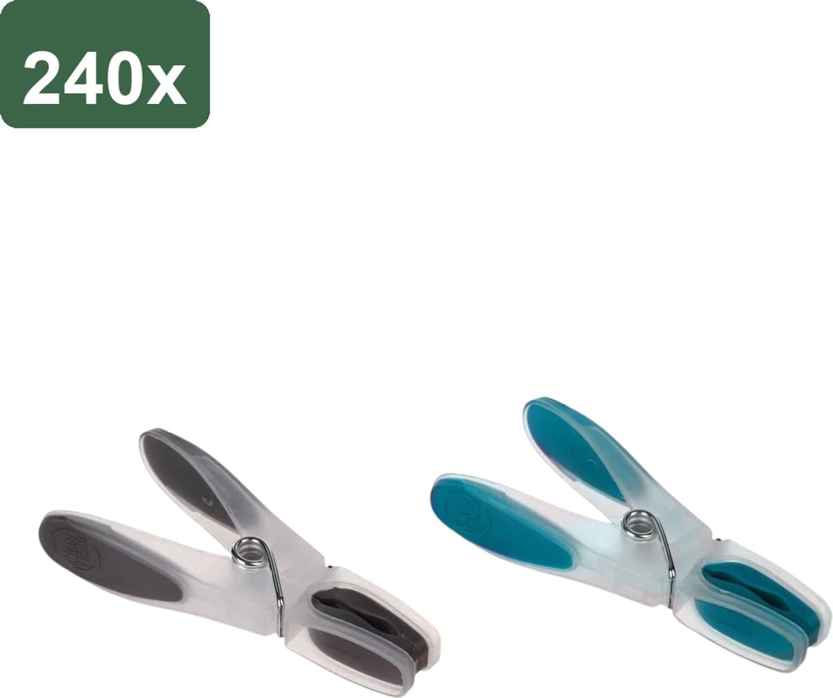 240x Wasknijpers Set - Blauw & Grijs - 8cm - Stevige Kunststof Wasclips - Roestvrije Veer - Grootverpakking voor Alle Wasgoed - 24 stevige wasknijpers voor dagelijks gebruik — afbeelding 1