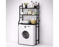 MeubelsvanJoep wasmachine ombouw rek zwart 159 x 67 x 25 cm - Wasmachine rek met opbergruimte zwart - Wasmachine rek bovenlader zwart - Wasmachine rek voorlader zwart - Toilet kast - Wc meubel - Wc kast — afbeelding 1