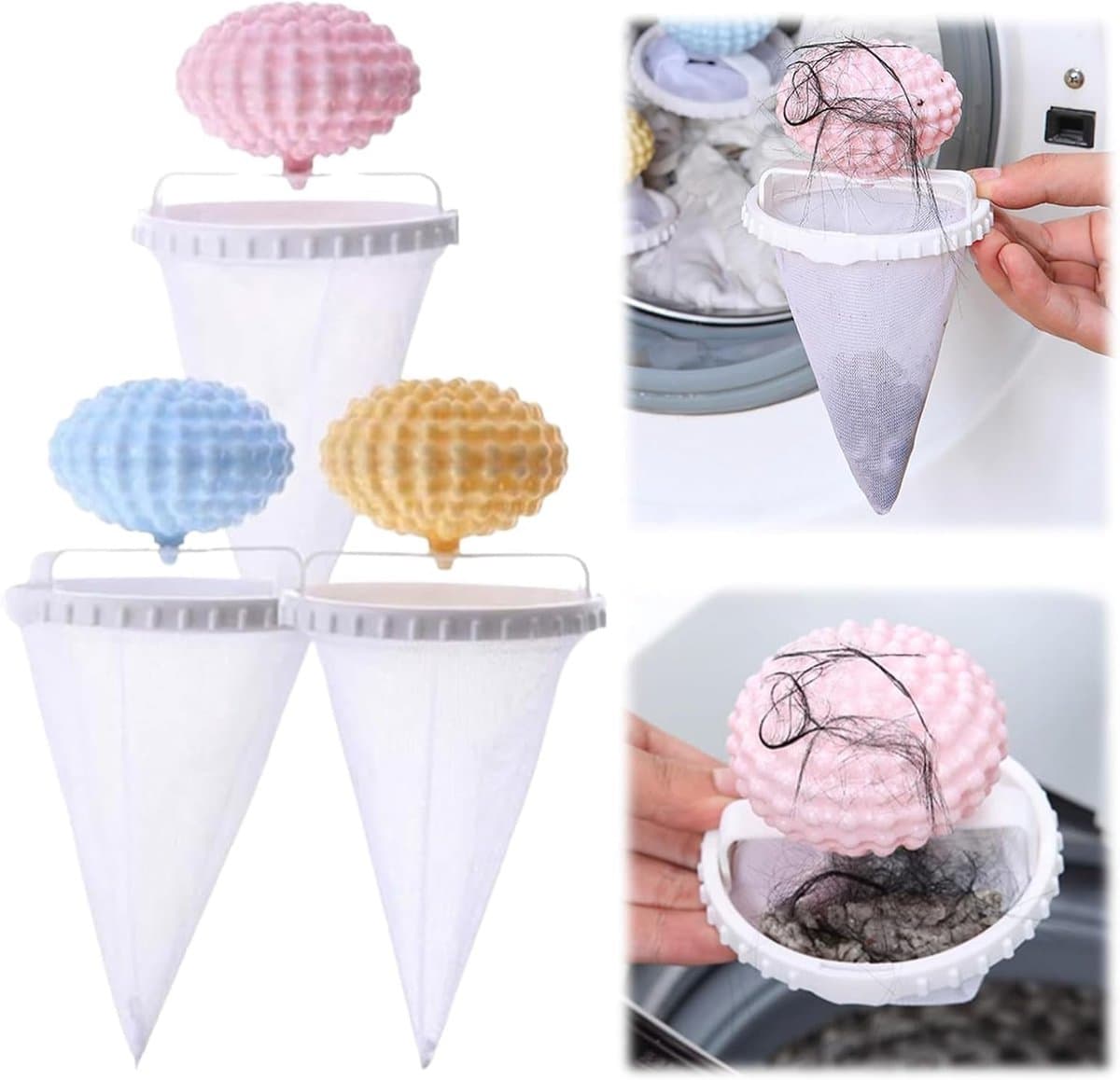 3 stuk - Wasmachine Lint Vanger - Mesh Net Haar Remover - Geschikt voor Huisdier Haar & Vilt Opruimen - Herbruikbare Was Accessoire — afbeelding 1