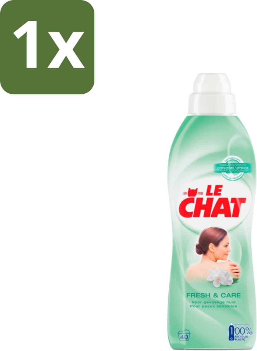 1 x Le Chat Wasverzachter Fresh & Care 40 Wasbeurten 880 ml - Wasverzachter - Hypoallergeen - Huidvriendelijk - Gevoelige Huid - Babykleding — afbeelding 1