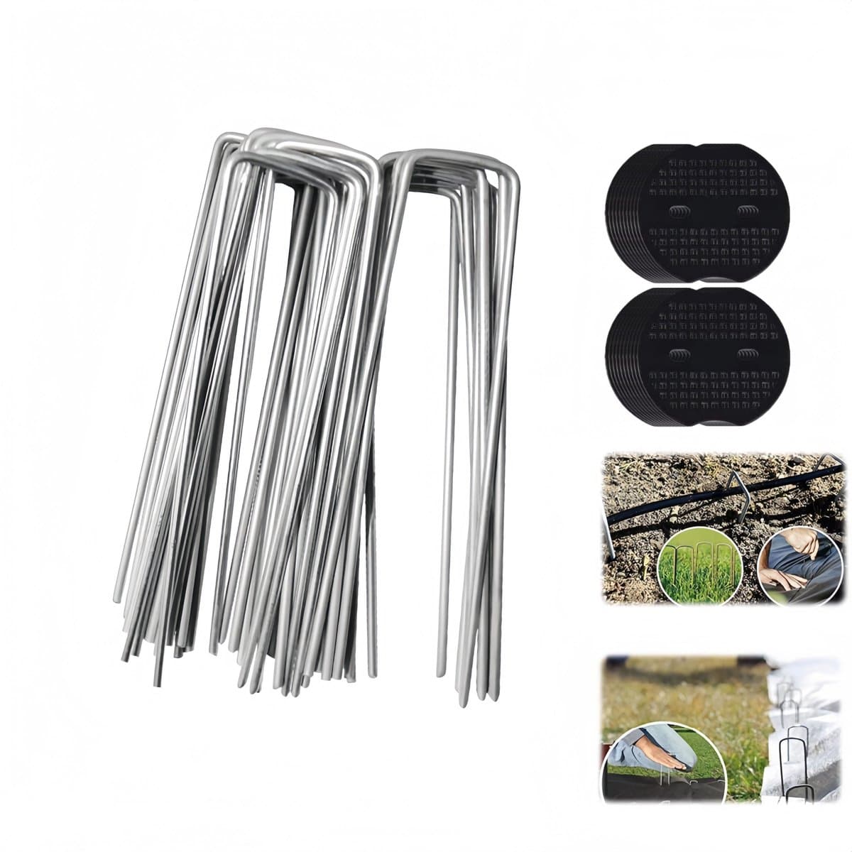 20 stuks - U-vormige grondnagels - gazonfolienagels - tentnagels voor buiten - grondzeilnagels voor tuin - gegalvaniseerde stalen nagels - 15×4×0,3 cm — afbeelding 1