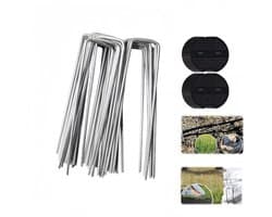 20 stuks - U-vormige grondnagels - gazonfolienagels - tentnagels voor buiten - grondzeilnagels voor tuin - gegalvaniseerde stalen nagels - 15×4×0,3 cm