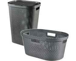 Curver Infinity - Set wasmand 40L + wasmand 60L - donkergrijs