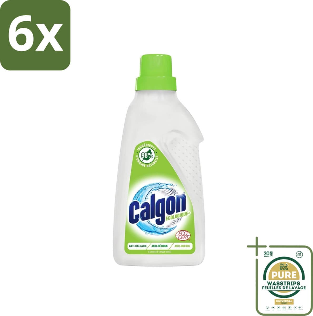 Calgon - Wasmachinereiniger - Gel - Ecologisch - Tegen Kalkaanslag / Wasmiddelresten / Geuren - 750ml - 15 Wasbeurten - Voordeelverpakking - 6 stuks - Kalk verwijderaar - Wasmiddelresten — afbeelding 1