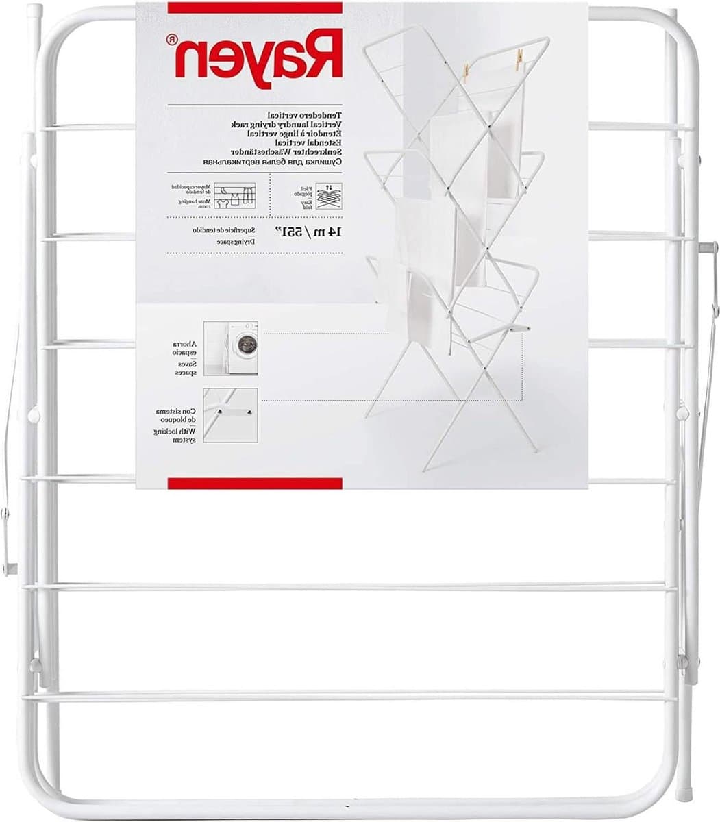 Droogrek inklapbaar 14 m - Gelakt staal wit - 61 x 138 x 445 cm — afbeelding 1