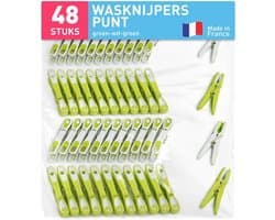Duurzame wasknijpers met sterke grip - 48 stuks in groen-wit