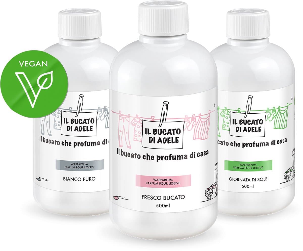 Il Bucato di Adele Wasparfum Puur Wit 500ml + Frisse Was 500ml + Zonnige Dag 500ml — afbeelding 1
