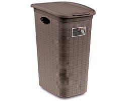 Wasmand met deksel 'Elegance' - 36 Liter - Met ventilatie - Handgrepen - Taupe — afbeelding 1