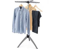 TATKRAFT Art Moon CEDAR stevig opvouwbaar kledingrek, kleerhangerstandaard, droogrek binnen/buiten, max. capaciteit 22 kg of 63 kleerhangers, eenvoudig te monteren, grijs