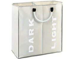 Bovista Wassorteerder - Wasmand 2 Vakken - Laundry Basket - Wassorteerder Op Wieltjes - Bag - Lichtgrijs