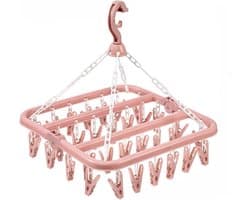Kledingdroogrek met 32 clips en opvouwbaar sokkenrek voor het ophangen van druppels - rood