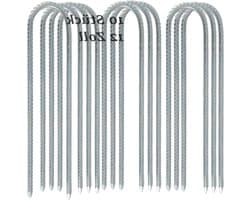 30 cm grondankers verzinkt - U-vormig - set van 10 - voor trampoline camping tenten luifels schommel