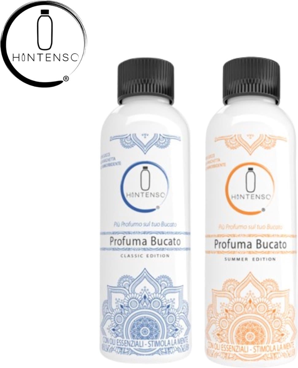 Wasparfum Hintenso Blue 500ml + Wasparfum Hintenso Summer 500ml - Proefpakket - 140 Wasbeurten - Inclusief 1 gratis tester - Frisse was - Heerlijke geur - Textielverfrisser – Wasverzachter – Zonnebrandcreme geur - Zomergeur - Wasparfum - Wasmachine — afbeelding 1