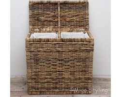 Wasmand-Duo-Naturel-Brown-67x35xH65-Riet-Rotan-Rechthoek — afbeelding 1