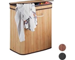 Wasmand - 95 l - 2 vakken - bamboe - wit