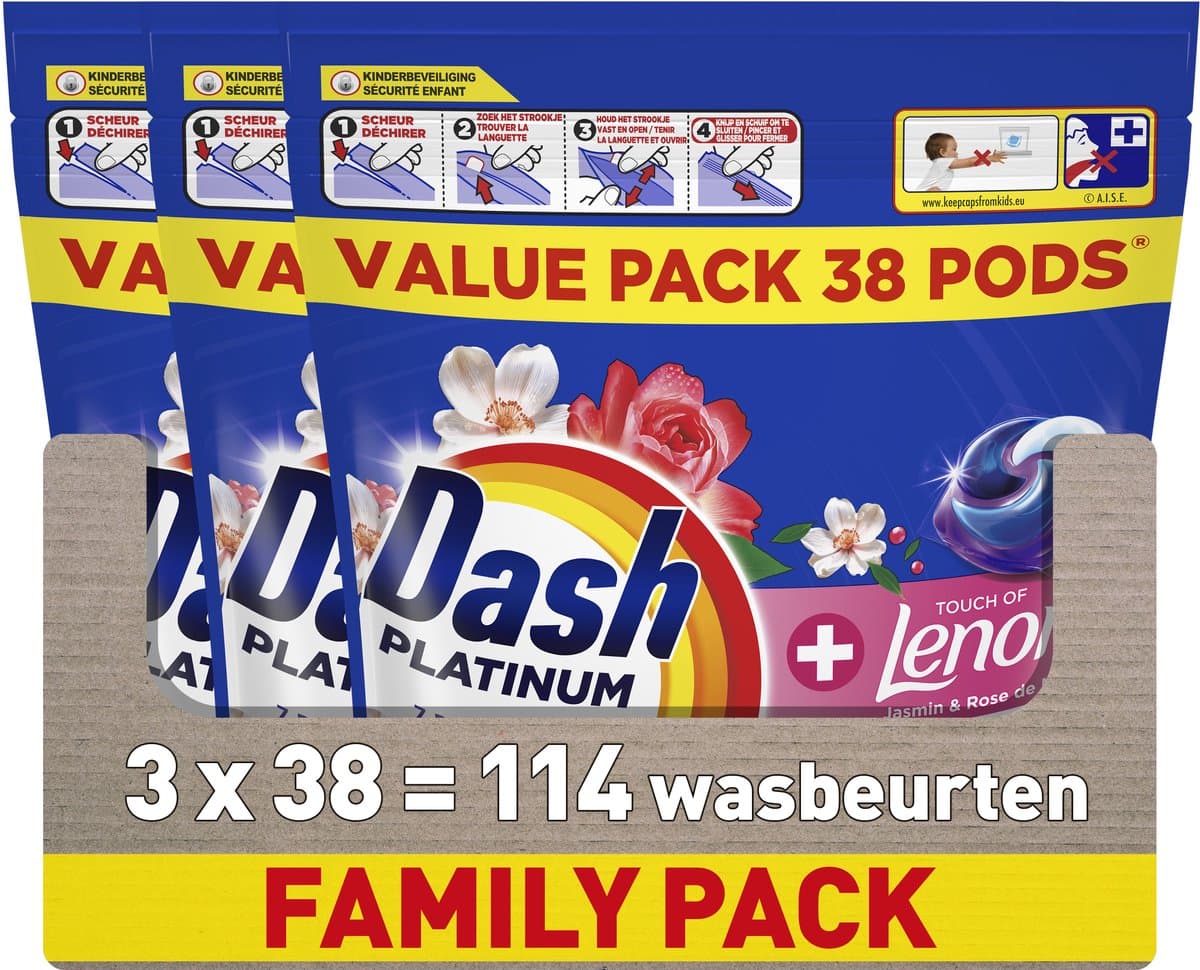 Dash Platinum Wasmiddel Pods® - Jasmijn en Rose de May - 3 x 38 Wasbeurten — afbeelding 1