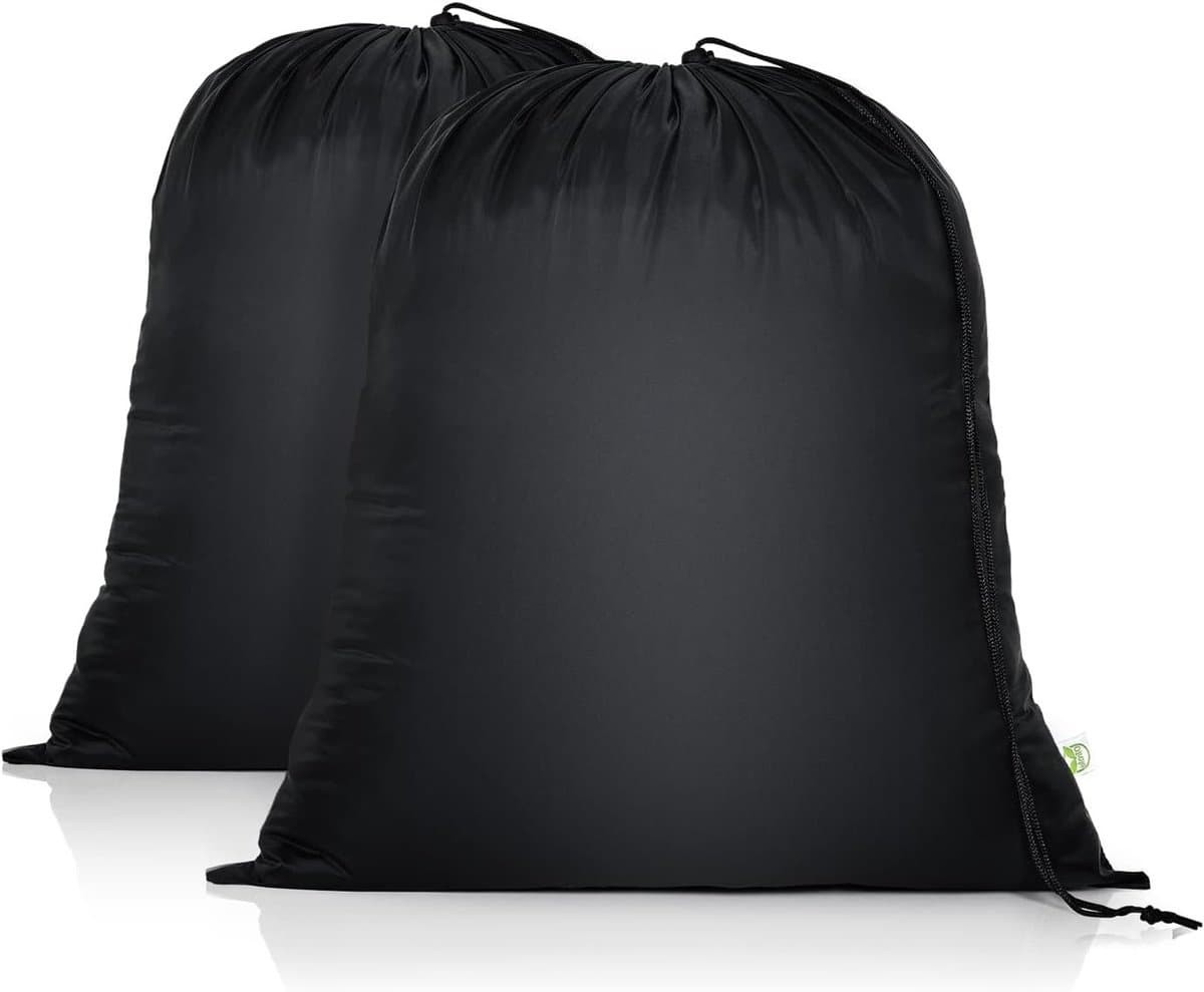 Trekkoord waszakken 2-pack 20 x 24 inch - Duurzame, opvouwbare waszakken voor vuile kleding, speelgoed en kampeerspullen - Ideaal voor studenten en op reis — afbeelding 1