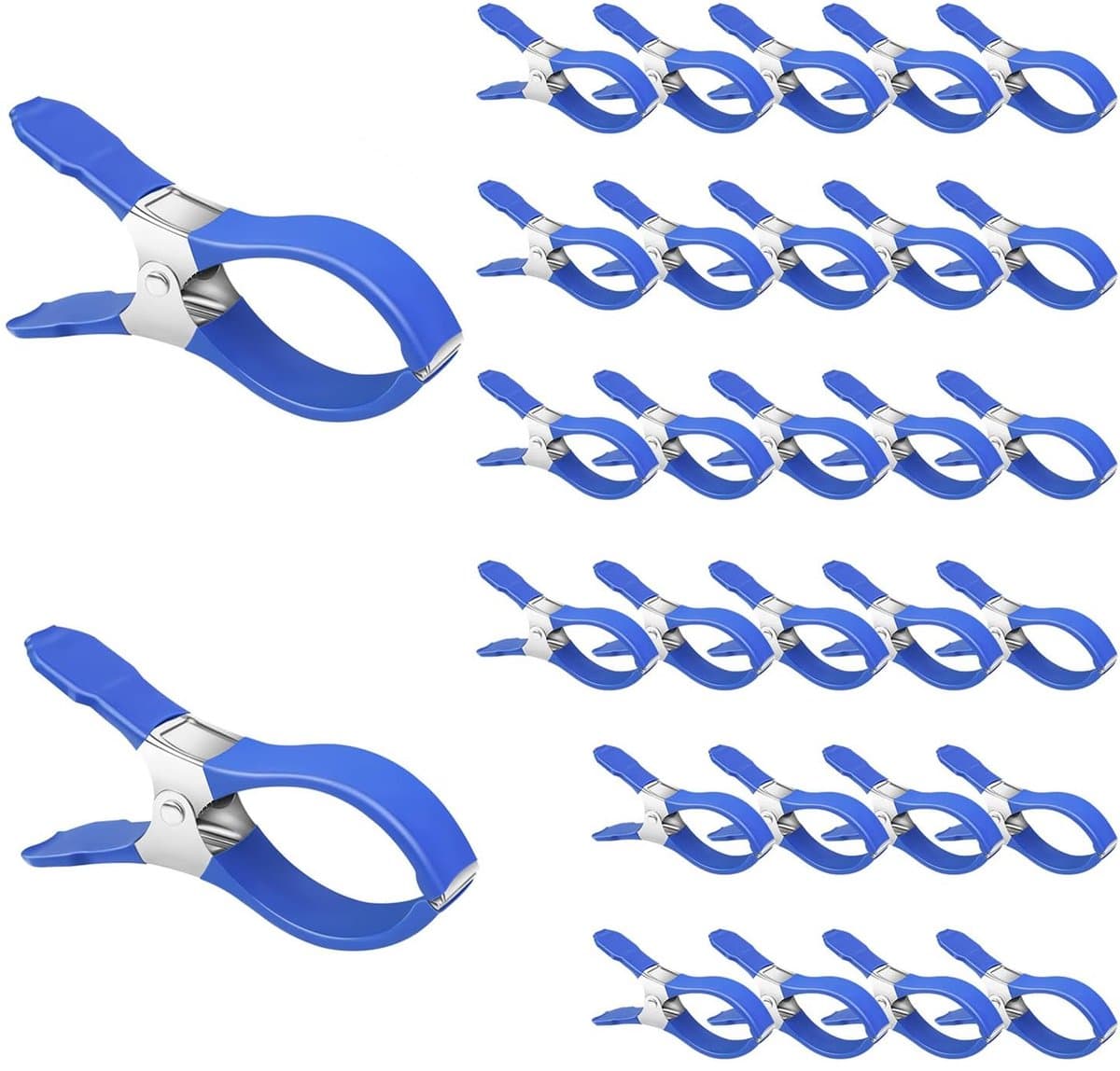 Zeilklemmen - 30 Stuks - Grote Windvaste wasknijpers - 12 × 2 × 6,5 cm - RVS - Clips Voor Zwembadafdekkingen - Gordijnclips - Dekzeil Klemmen - Kledingclips - Geschikt Voor Het Drogen Van Dekbedden, Sokken, Kleding En Zwembadafdekkingen - Blauw — afbeelding 1