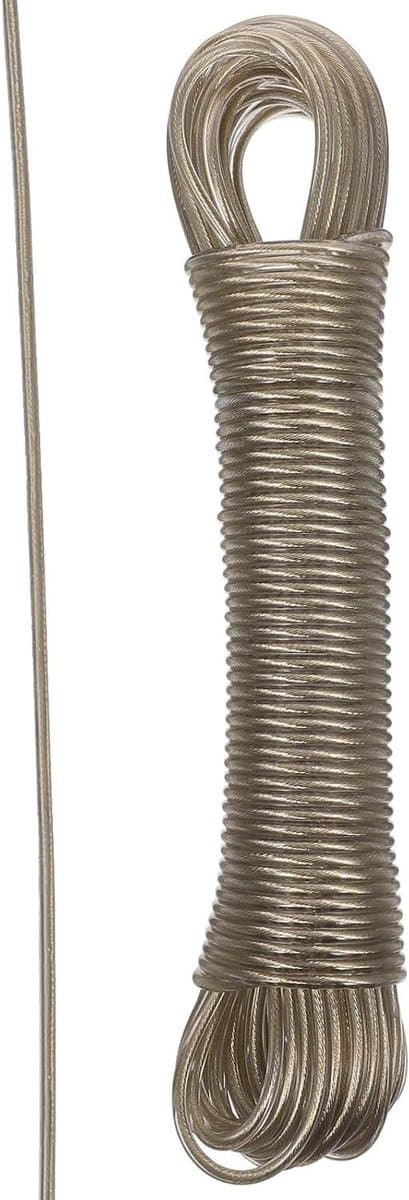 Draagbare Waslijn - Reis Waslijn - Kleding Drogen - Roestvrij Staal PVC Gecoat - 2000 cm - Zilver — afbeelding 1